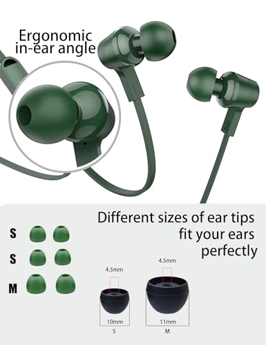 Teens Wired Earbuds with Case, 3.5mm Headphones for School, Olive Hive - color: Olive Hive