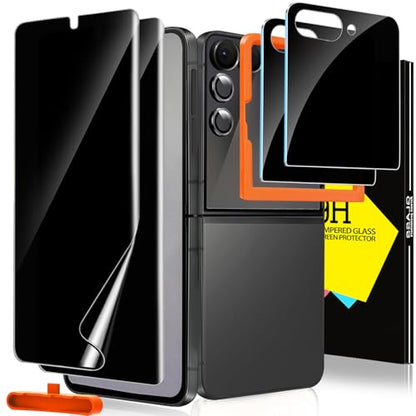 Milomdoi Privacy Screen Protector for Samsung Galaxy Z Flip 7 | 2+2+2 Pack, 9H+ Tempered Glass, Camera Lens Protector, Military Grade Shatterproof, Easy Installation, No Bubbles - size: Samsung Galaxy Z Flip 7 6.8 inch