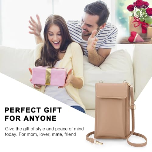 DOB SECHS Leather Passport Wallet Crossbody Phone Bag, RFID Blocking Passport Holder Credit Cards Case for Women - color: Brown-2