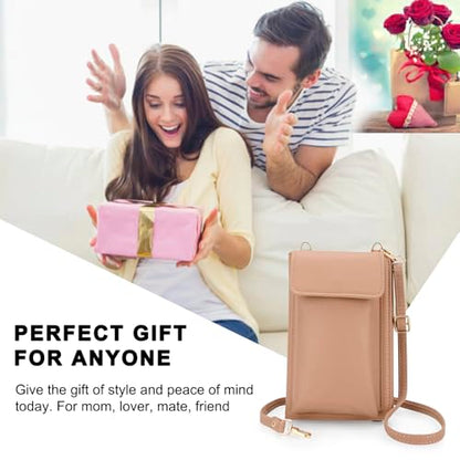 DOB SECHS Leather Passport Wallet Crossbody Phone Bag, RFID Blocking Passport Holder Credit Cards Case for Women - color: Brown-2