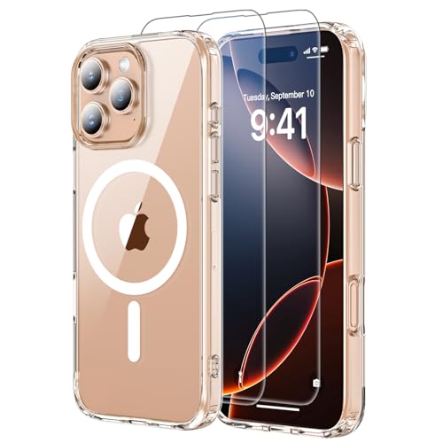 for iPhone 16 Pro Case Clear,Compatiblewith MagSafe,with 2X Screen Protectors & Military-Grade Shockproof Protection Magnetic Slim Case,Transparent Anti-Yellowing,Shockproof Cover for 6.3 inch - color: Clear, size: iPhone 16 Pro