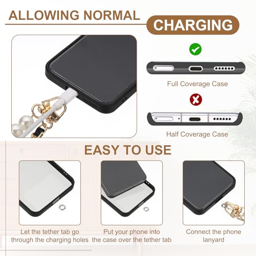 uxcell Phone Lanyard, Crossbody Cellphone Chain with Tether Tabs - color: Black