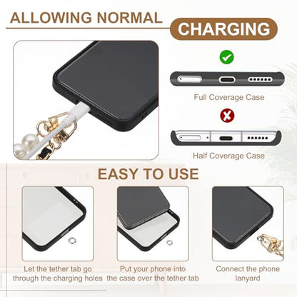 uxcell Phone Lanyard, Crossbody Cellphone Chain with Tether Tabs - color: Black