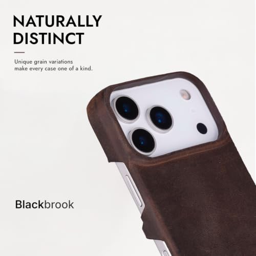 BlackBrook Detachable Leather Wallet Case Compatible with iPhone 17 Pro | Full-grain detachable folio with RFID blocking, 3 card slots, ID window, built-in kickstand, wireless charging, handcrafted. - color: Distressed Coffee, size: iPhone 17 Pro