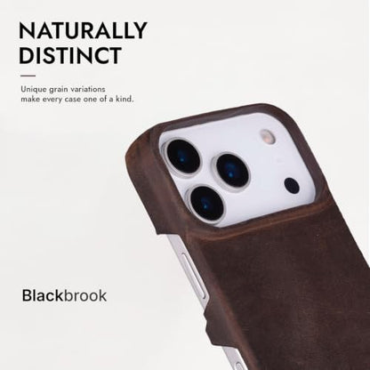 BlackBrook Detachable Leather Wallet Case Compatible with iPhone 17 Pro | Full-grain detachable folio with RFID blocking, 3 card slots, ID window, built-in kickstand, wireless charging, handcrafted. - color: Distressed Coffee, size: iPhone 17 Pro