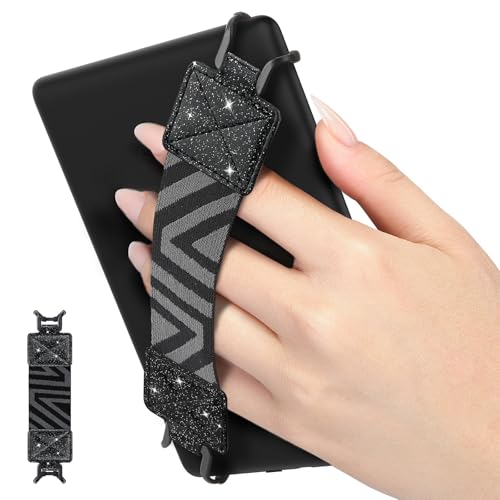MoKo Security Hand-Strap for 6-8" Kindle eReaders Fire Tablets,Shiny Black - color: Glitter Black, style: Patterned Strap