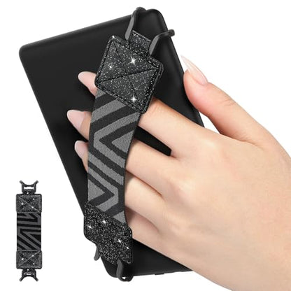 MoKo Security Hand-Strap for 6-8" Kindle eReaders Fire Tablets,Shiny Black - color: Glitter Black, style: Patterned Strap