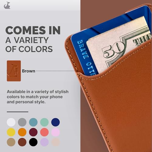 Wallaroo Premium Leather Cell Phone Wallet Stick On - Android and iPhone Wallet and Card Holder for Women and Men - Durable with Non-Slip Lining Secures Up to 3 Cards - color: Brown Leather