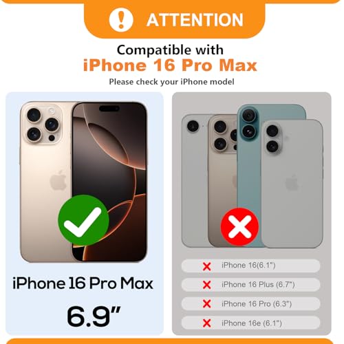 Bocasal Crossbody Wallet Case with Strap for iPhone 16 Pro Max, Black | RFID Blocking Card Slot Holder, Magnetic Flip Folio Purse Case, PU Leather Zipper Handbag Detachable Lanyard Strap 6.9 Inch - color: Black