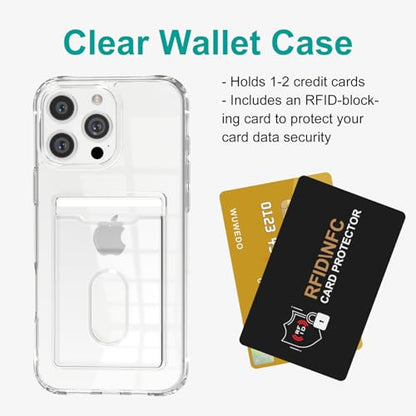 for iPhone 16 Pro Max Clear Wallet Case with an RFID Blocking Card, Holds 1-2 Credit Cards, Anti-Yellowing, Hybrid Protective Phone Case with Card Holder, 6.9" 2024 - color: RFID BC Clear, size: iPhone 16 Pro Max