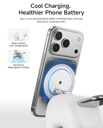 Magnetic Wireless Charging Station, Charger Stand for iPhone Apple Watch - color: White