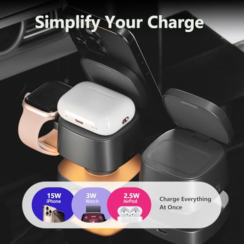 3 in 1 Charging Station with Night Light, 4 in 1 Wireless Charger for Apple - color: Gray