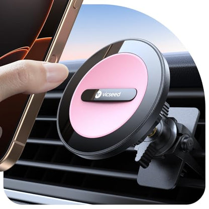 VICSEED for MagSafe Car Mount [Upgraded Strong Magnetic & Won't Break Vent] - color: Pink Black
