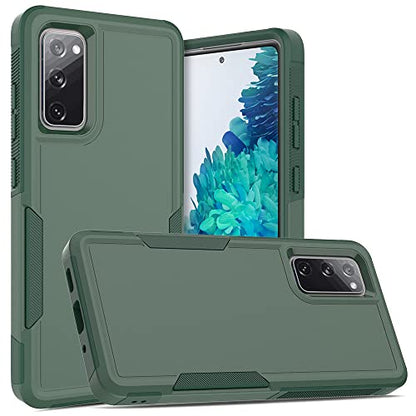 for Galaxy S20 FE 5G Case,[Military Grade Drop Tested] with HD Screen Protector,Dual Layer Protective Heavy Duty Cell Phone Cover Non-Slip Shockproof Case for Samsung Galaxy S20 FE (Dark Green) - color: Dark Green