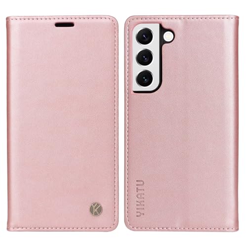 Compatible with Samsung Galaxy S22 Wallet Case PU Leather Flip Folio Case with Card Holder Magnetic Closure Shockproof Protective Phone Cover Rose Gold - color: Rose Gold, size: Samsung S22