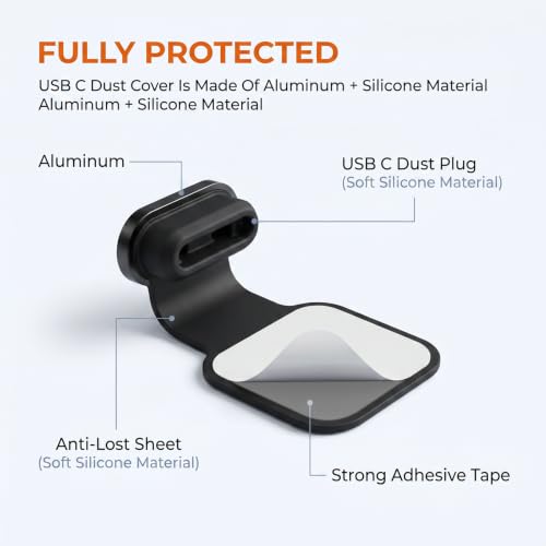 4 Pack USB-C Dust Plug Cover, Anti-Lost Aluminum Alloy Charging Port Covers