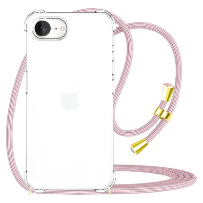 Strap Case for iPhone 17e/16e Clear Adjustable Cord Lanyard Crossbody Cover Women Soft TPU Bumper Strap Shockproof Anti-Yellowing Protective Mobile Case for iPhone 17e/16e - Rose Pink - size: for iPhone 17e/16e