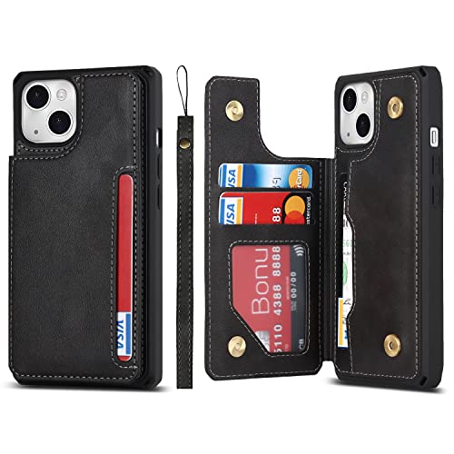 Cavor for iPhone 14 Wallet Case with Card Holder for Women, Black - color: B-BlBck