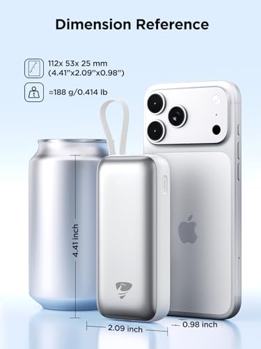 Aioneus Portable Charger Power Bank with Built in Cables 10000mAh 22.5W - color: Sliver, size: 10000mAh