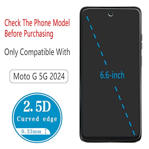 2 Pack Screen Protector for Motorola Moto G 5G 2024 Tempered Glass - color: Clear-Moto G 5G 2024