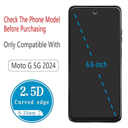 2 Pack Screen Protector for Motorola Moto G 5G 2024 Tempered Glass - color: Clear-Moto G 5G 2024
