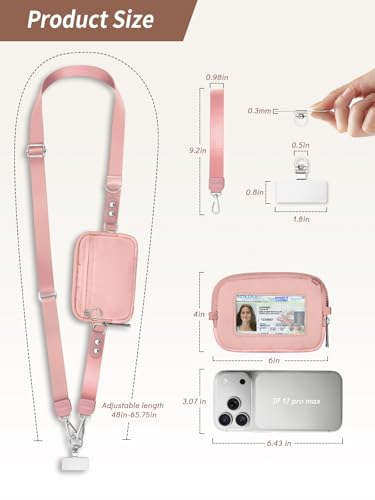 Clip and Go Strap for Phone with Wallet Crossbody Lanyard Solid - color: 1 Pk