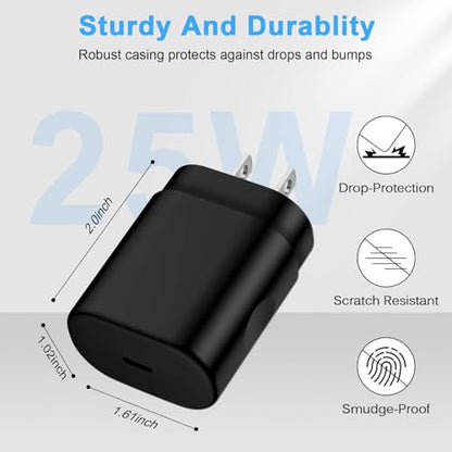 25W Samsung Fast Phone Charger Block for Samsung Galaxy A18 A17 A37 S26 FE - color: black-1