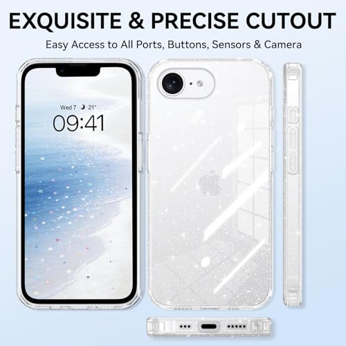 YINLAI for iPhone 17e, 16e Case 6.1-Inch- Clear Glitter - color: Clear Glitter, size: iPhone 17e/16e 6.1"