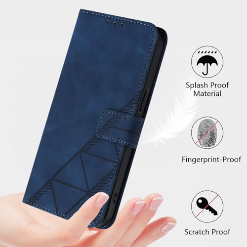 Faux Leather Flip Wallet Case for Motorola Moto G75, YBS Blue | Card Slots Storage, Magnetic Closure, Hands-Free Kickstand, RFID Blocking, Precise Cutouts - color: Blue
