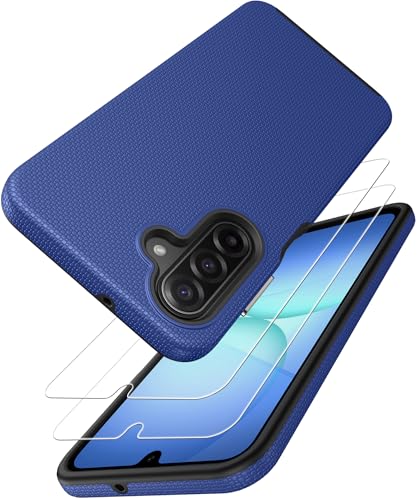 SSLOTSCASE for Samsung Galaxy A17 5G Case with 2X Screen Protector, Blue | [Support Wireless Charging] Raised Edges Protect Camera, Slim Durable Protective Phone Case Cover for Samsung Galaxy A17 - color: Blue, size: A17