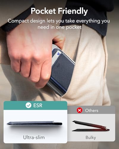ESR for MagSafe Wallet with Adjustable Stand, 5 Card Holder | RFID Blocking, MagSafe Ring Included, Strong Magnetic Wallet for iPhone 17 Pro Max 17e 16 15 14 13 12, Selected Samsung,Blue - color: Dark Blue