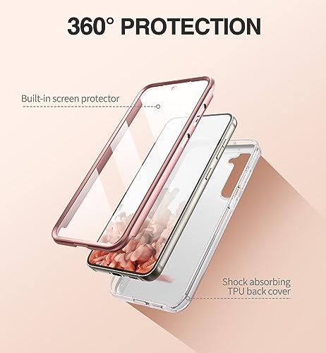 SURITCH for Samsung Galaxy S23 Plus Case, [Built-in Screen Protector] [Dual-Layer Protection ] Full Protection Shockproof Rugged Bumper Phone Cover for Samsung S23 Plus 6.6 Inch - Rose Gold - color: Rose Gold