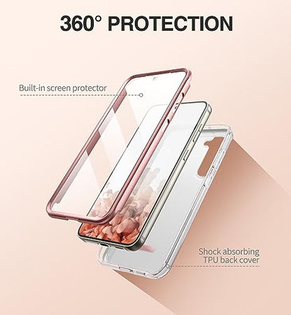 SURITCH for Samsung Galaxy S23 Plus Case, [Built-in Screen Protector] [Dual-Layer Protection ] Full Protection Shockproof Rugged Bumper Phone Cover for Samsung S23 Plus 6.6 Inch - Rose Gold - color: Rose Gold