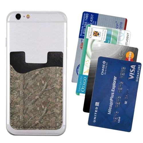 Brown Camo Army Wallet Cell Phone Camouflage Slim Leather Wallet Stick on Wallet Credit Card Sleeve Phone Adhesive Card Holder - color: Camo