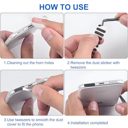 112 Pcs Speaker Anti Dust Protector Kit, Phone Speaker Dust Cover Dustproof Stickers, Speaker Dust Mesh & USB C Dust Plug & Tweezers Compatible with Phone iPhone 14 13 Plus Pro Max, Galaxy S23/S22/S21 - size: 112 Pcs