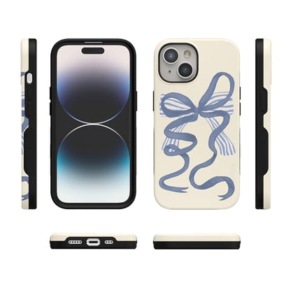 Casely iPhone 15 Plus Case | Heartstrings | Blue Bow | Bold Protective Design | Compatible with MagSafe - color: Heartstrings | Blue Bow