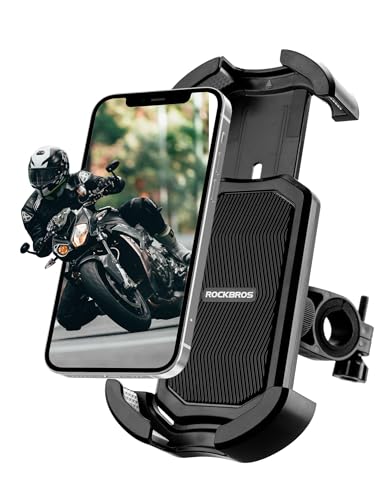 ROCKBROS Bike Phone Holder Security Lock Shockproof Bicycle Phone Mount - color: Handlebar Mount Black