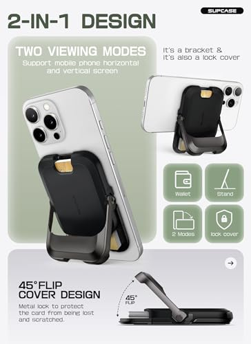 SUPCASE for MagSafe Wallet with Stand, Hold 6 Cards, Carbon Black - color: Carbon Black