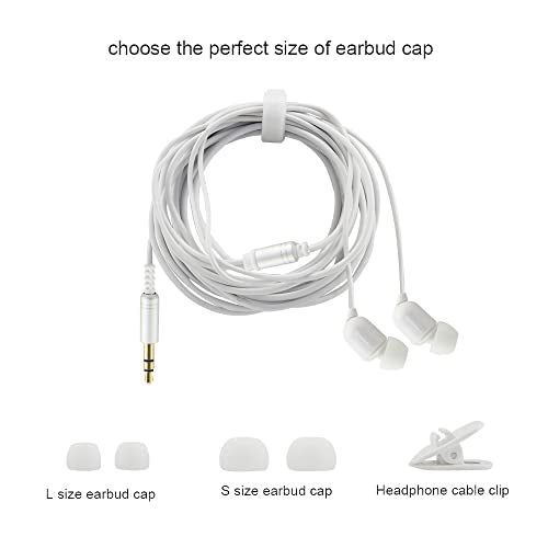 YOCUNKER 3.5mm Wired Earphone, in-Ear Earbuds, High Sound Quality, 3 Meter Length Cord, Lightweight, Smartphone/Tablet/Laptop/TV Earphones, Watch TV from a Distance, No Microphone(White) - color: White