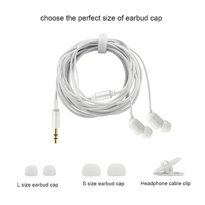 YOCUNKER 3.5mm Wired Earphone, in-Ear Earbuds, High Sound Quality, 3 Meter Length Cord, Lightweight, Smartphone/Tablet/Laptop/TV Earphones, Watch TV from a Distance, No Microphone(White) - color: White