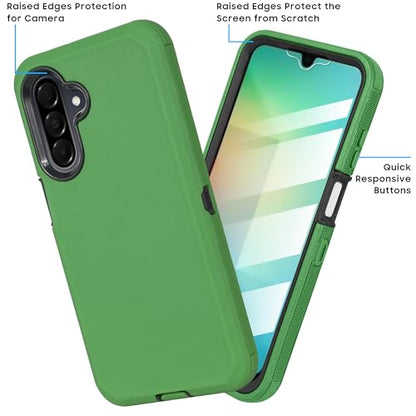 Compatible for Samsung Galaxy A26 5G, Built in Screen Protector, Belt Clip Holster Heavy Duty Defender Case Dustproof Shockproof Protection (Green) - color: Green