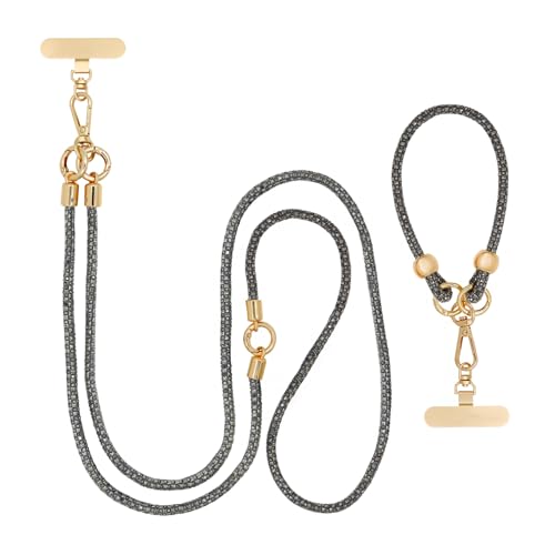 Crystal Phone Lanyard Crossbody and Wrist Strap Lanyard Rhinestone Anti-Theft Phone Strap Phone Neck Strap for Women - color: Grey