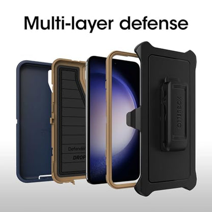 OtterBox Galaxy S23+ (Only) - Defender Series Case - Blue Suede Shoes, Rugged & Durable - with Port Protection - Includes Holster Clip Kickstand - Microbial Defense Protection - Non-Retail Packaging - color: Blue Suede Shoes