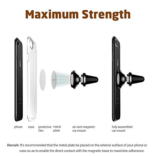 IFLASH Magnetic Mount, Universal Air Vent Magnetic Car Mount Phone Holder, 360 Degree Rotation for Multi-Angle View, Cradle-Less Car Phone Mount Stand, for Apple iPhone/Samsung Galaxy (Sliver) - color: Sliver