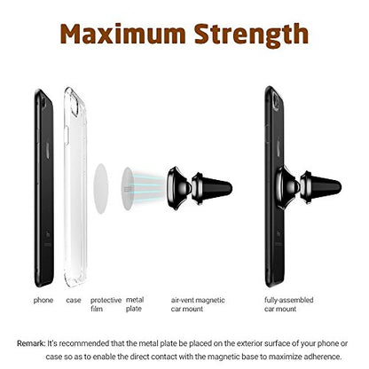 IFLASH Magnetic Mount, Aluminum Universal Air Vent Magnetic Car Mount Phone Holder, 360 Degree Rotation for Multi-Angle View, Cradle-Less Car Phone Mount Stand, for Apple iPhone/Galaxy (Rose Gold) - color: Rose Gold