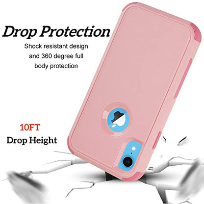 Co-Goldguard for iPhone XR Case, [Shockproof] [Dropproof] Heavy Duty Protection Phone Case Cover, 3 in 1 Non-Slip Scratch-Resistant Shell for iPhone XR, 6.1 inch, Pink - color: PINK