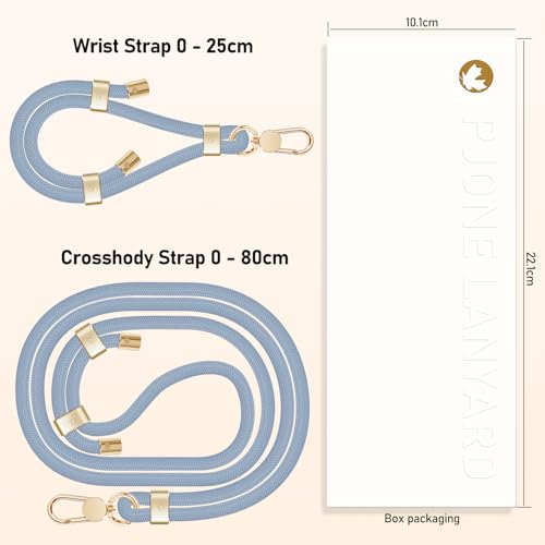 UKON Cell Phone Lanyard,Crossbody Lanyard Premium Metal Buckle Phone Charms with 2 X Phone Patch (Blue) - color: Blue