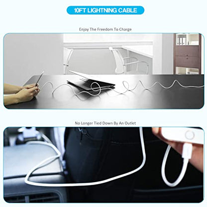 For iPad Charger, [ Apple MFI Certified ] 10FT Long for iPad Chargers Lightning Cord Cable Fast Charging USB Wall Charger Block Foldable Plug for iPad7/ 8/9 Generation,iPadAir,iPadMini, iPadPro,iPhone - size: 10FT(1Pack)