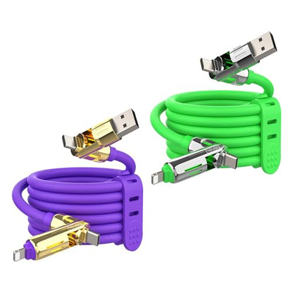 MFish 2-Pack 240W 4-in-1 Multi Charging Cable, Purple+Green, 6.6FT - color: Purple+Green, size: 2-Pack 6.6FT