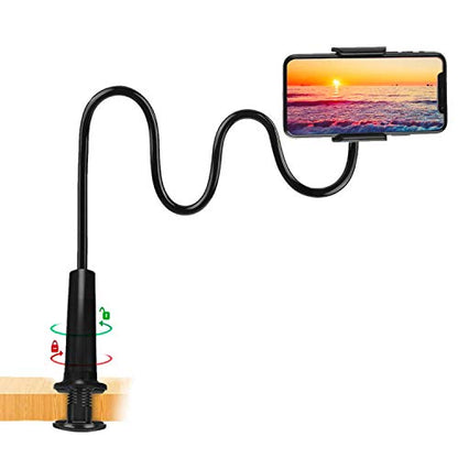 Zuslab Tablet Cell Phone Bracket Adjustable Universal Gooseneck Bed Lazy Holder Stand Mount - Flexible Arm 360 Mount Clip Bracket Black - color: Black